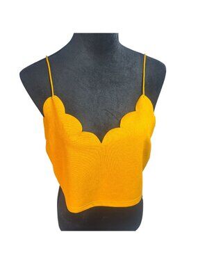 SHEIN Curve Mustard Yellow Ruffle Sleeve Tank Top Plus Size 1XL Boho Summer